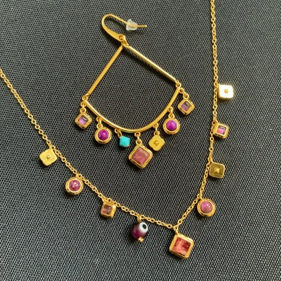 NWT Kendra Scott Gemma Earring and Necklaces Set in Vintage Gold - Picture 2 of 5